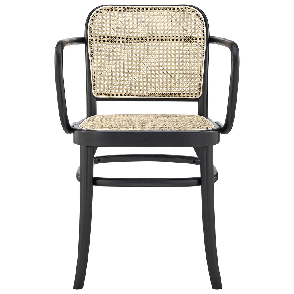 Black Natural Wood Rattan Dining Chair L521