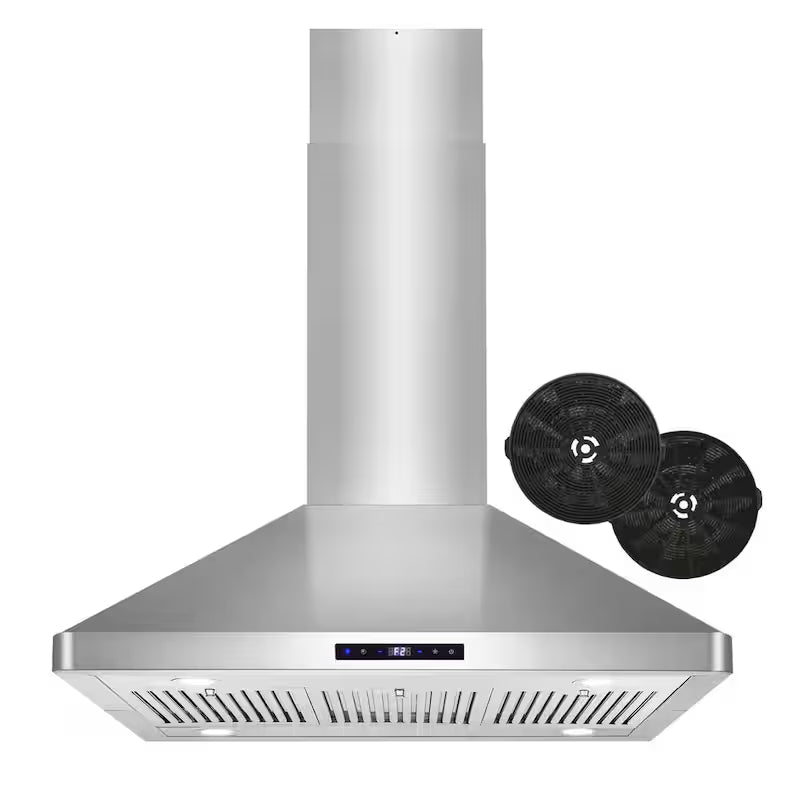 36 in. Ductless Island Range Hood with LED Lighting and Permanent Filters in Stainless Steel B546586