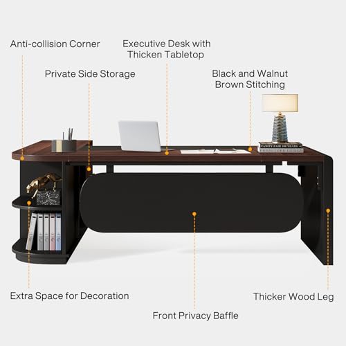 80'' L-Shaped Desk with Drawers Cabinet and Storage Shelves R81731