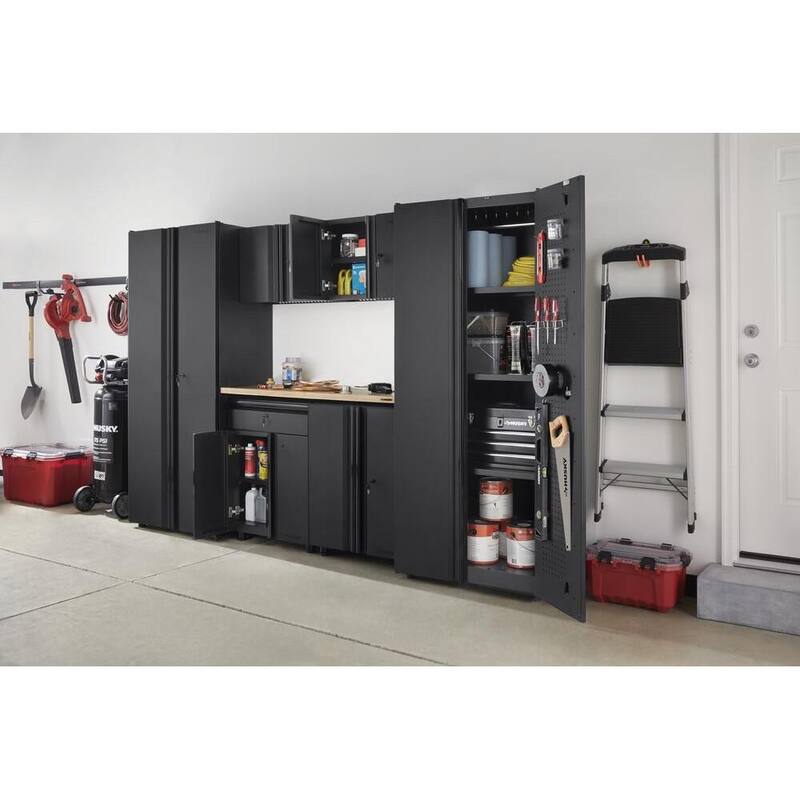 7 Piece Welded Steel Garage Storage System Black J816