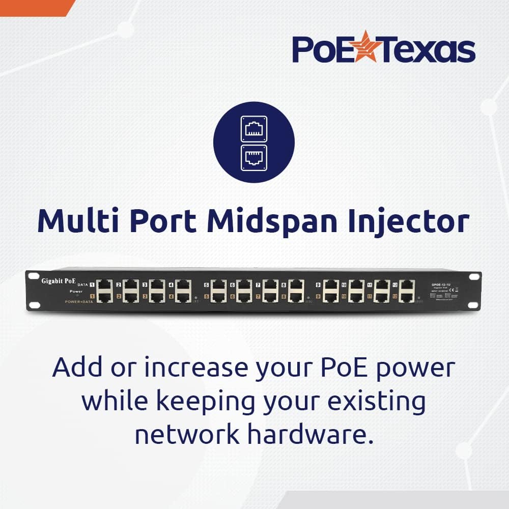 12 Port Gigabit Passive PoE Injector with 24V Power Supply N547546