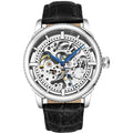 Black Leather Strap Automatic Skeleton Mens Watch T4199