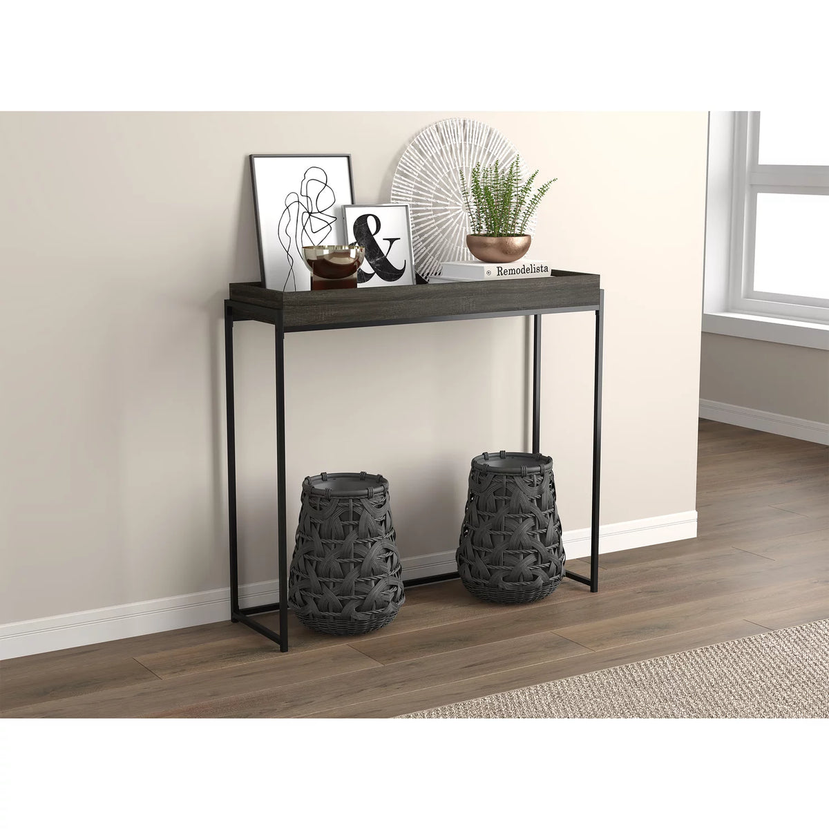 39.5"L Dark Grey Console Table R5372