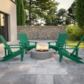Set of 4 Green All-Weather Poly Resin Adirondack Chairs H53303