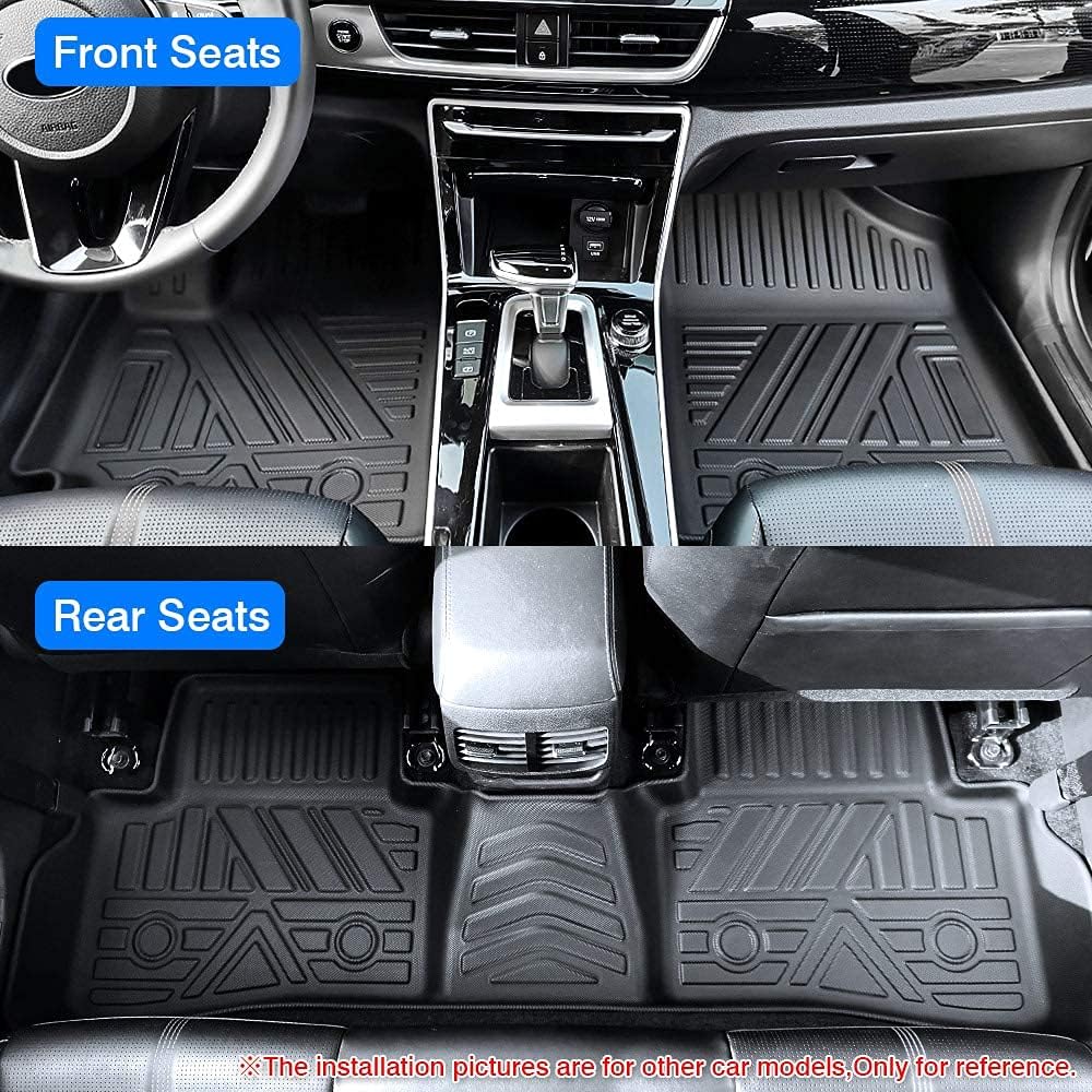 All Weather Floor Mats 1st & 2nd Row Black Non-Slip W174531