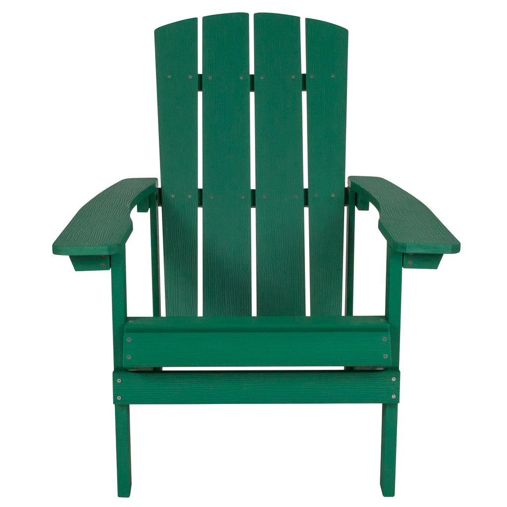 Set of 4 Green All-Weather Poly Resin Adirondack Chairs H53303