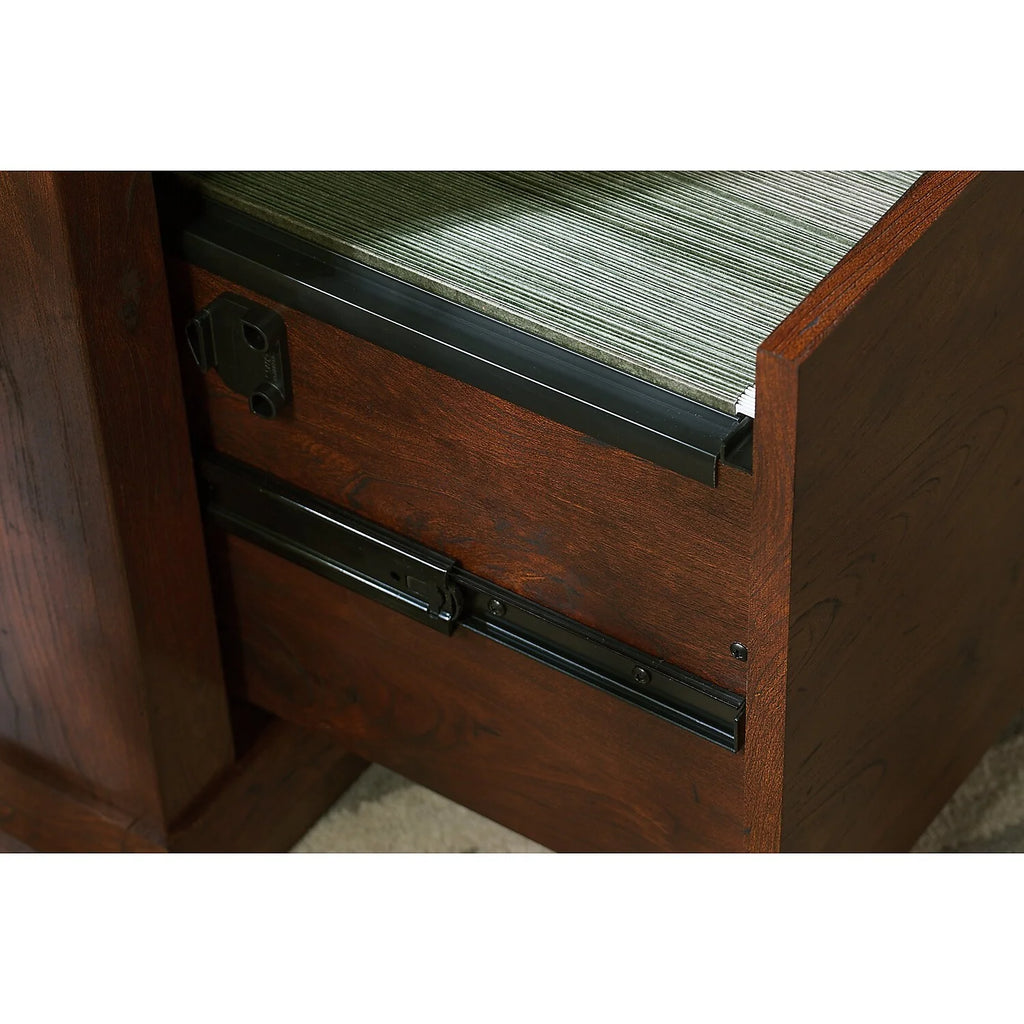 L Desk with Hutch File & Bookcase Antique Cherry Engineered Wood K829