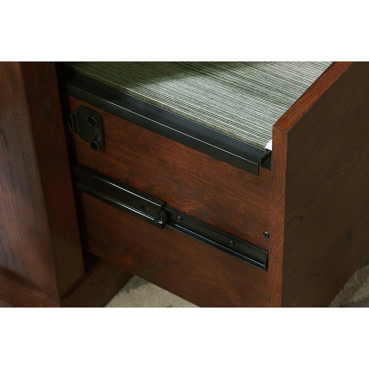 L Desk with Hutch File & Bookcase Antique Cherry Engineered Wood K829