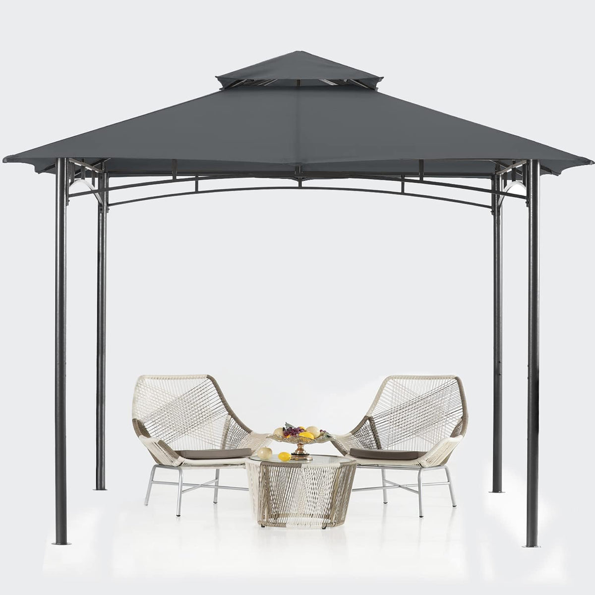 8'x 8' Gray Double Tiered Gazebo Canopy L670638