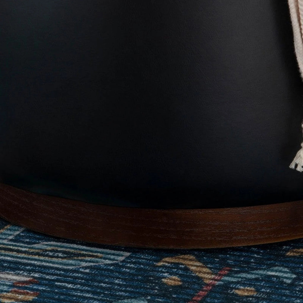 Faux Leather Round Storage Ottoman B530727