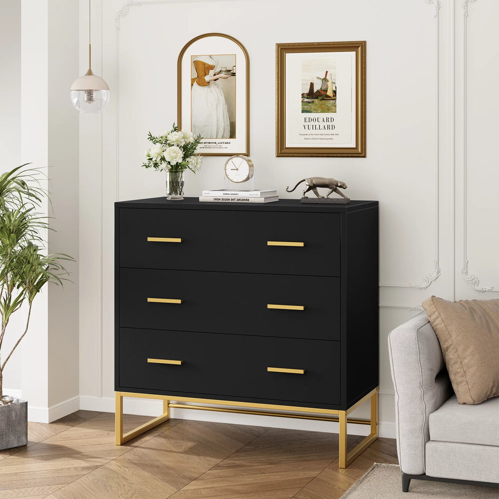 White 3 Drawer Wood Dresser F380509