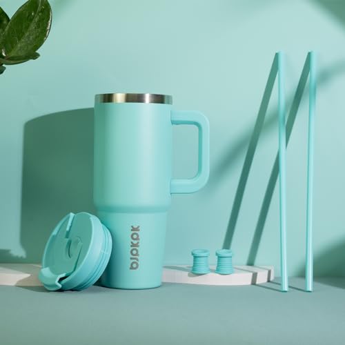 30 oz Stainless Steel Insulated Tumbler with Handle and Straw J741
