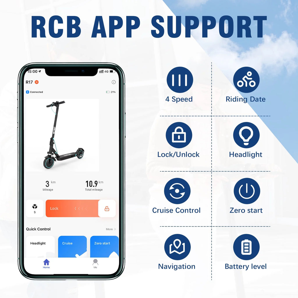 Electric Scooter with APP Control, 350W Motor, 19 mph Y642375