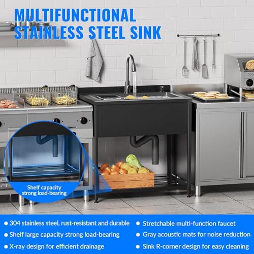Stainless Steel Utility Sink with Faucet and Drain Kit O41244