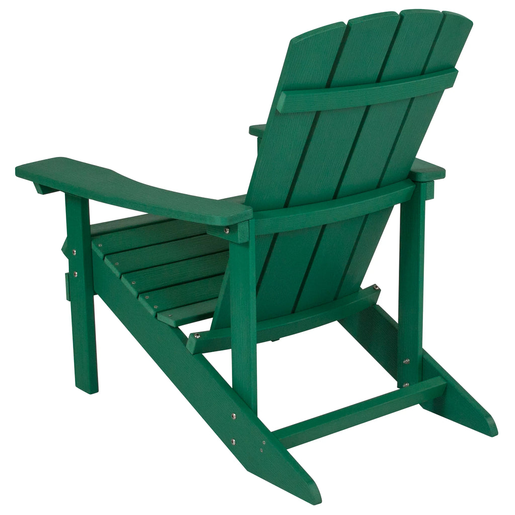 Set of 4 Green All-Weather Poly Resin Adirondack Chairs H53303