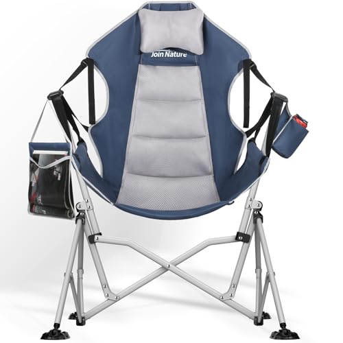 Oversized Hammock Camping Chair with Adjustable Backrest Blue D95582
