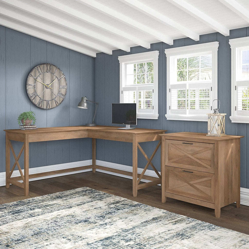 L Shaped Desk with 2 Drawer File Cabinet X2212