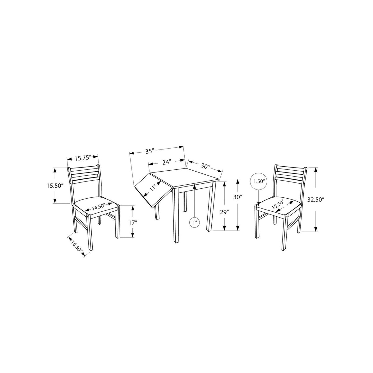 3 Piece Drop Leaf Dining Set U694