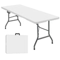 White 4 ft Portable Folding Table with Carrying Handle O256465