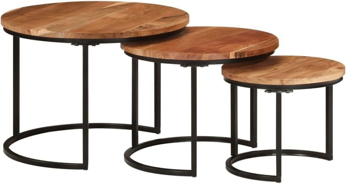 Solid Acacia Wood Nesting Side Tables Set of 3 C479