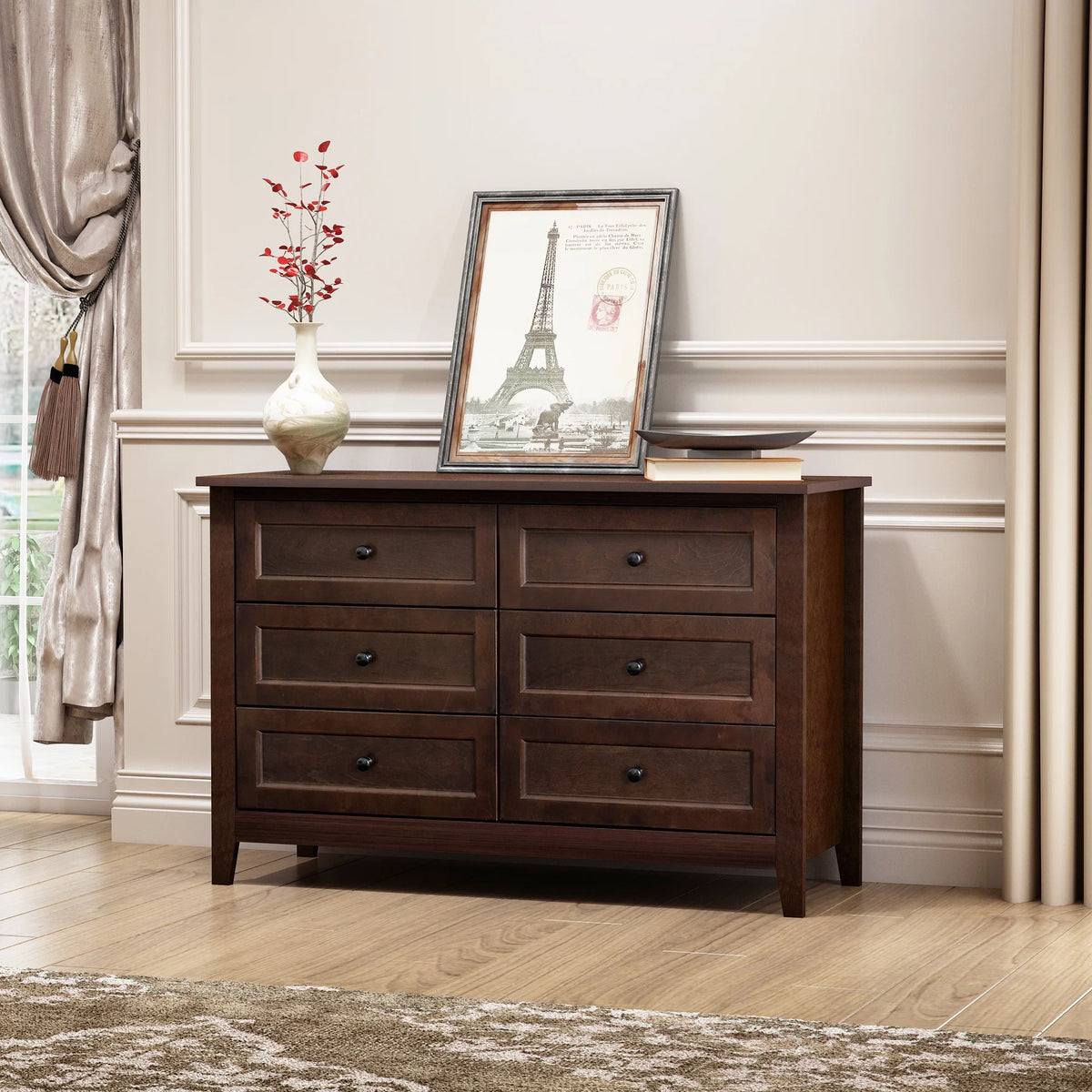 6 Drawer Wood Dresser C15036