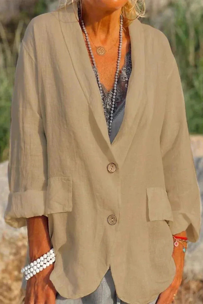 Solid Turn-back Collar Outerwear D814985