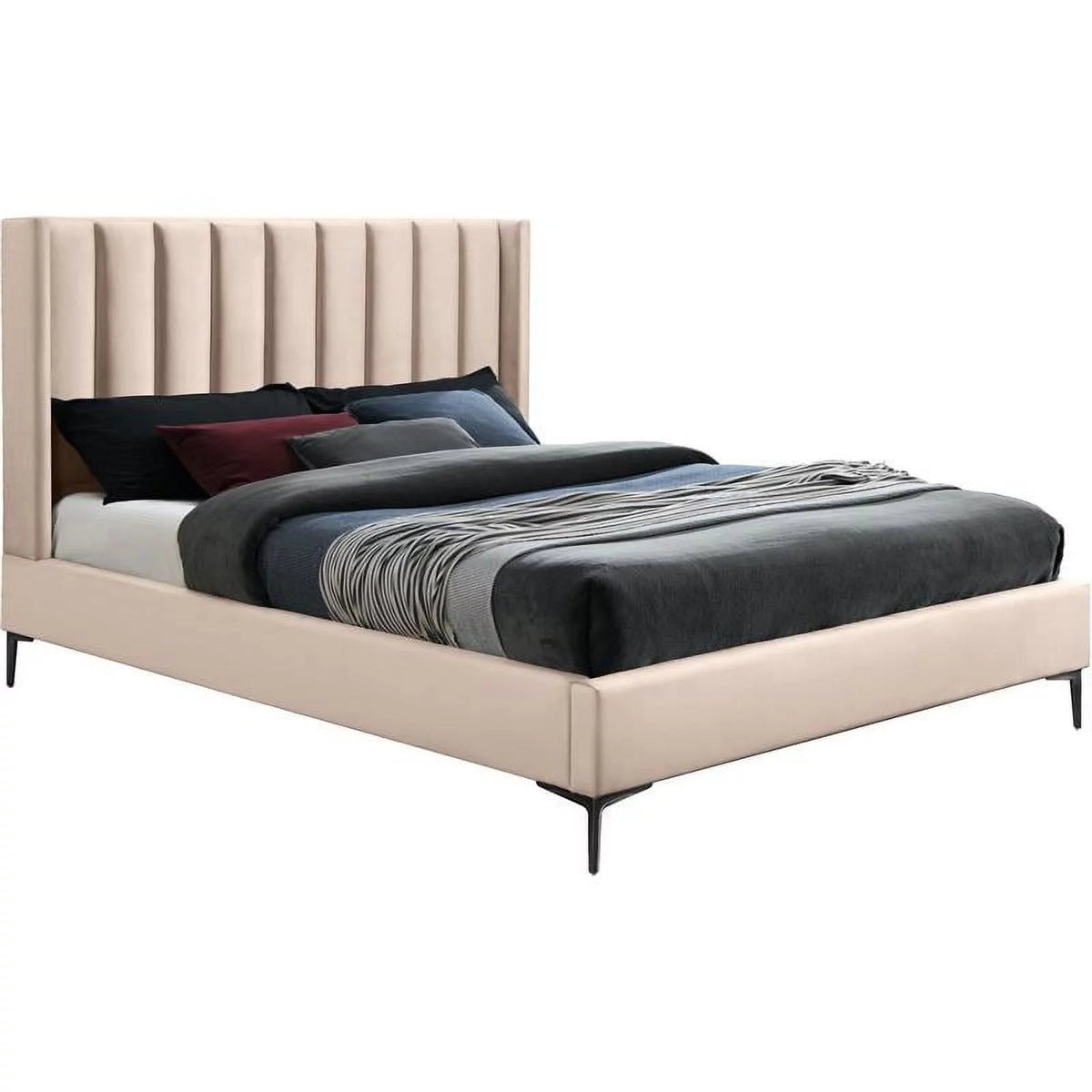 Pink Velvet King Bed K182