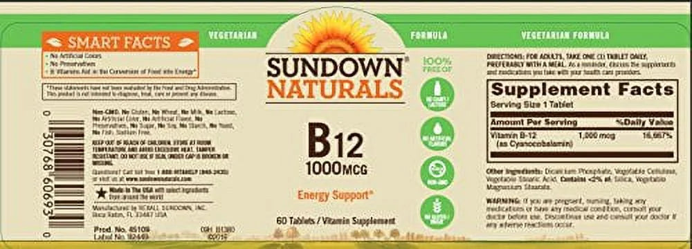 Vitamin B-12 1000 mcg 60 Tablets Pack of 3 C949