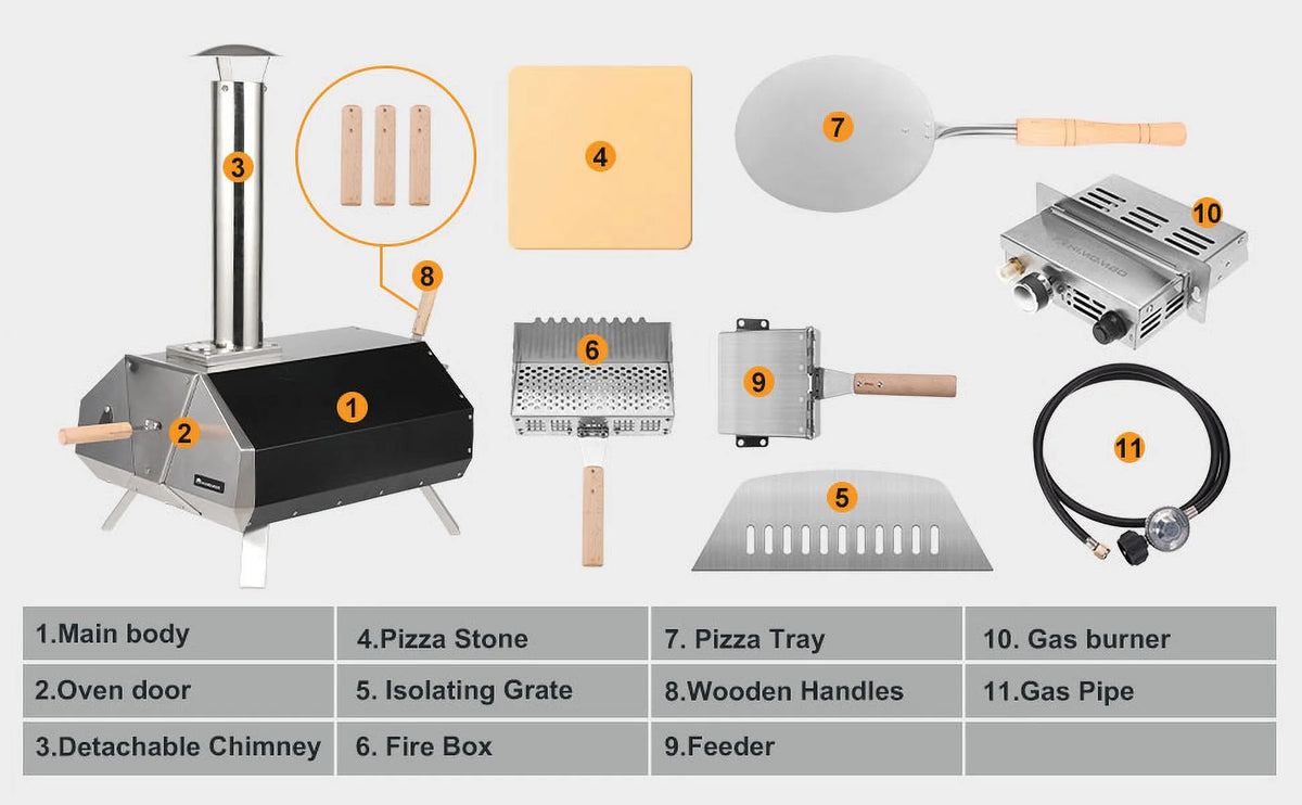 13 Multi-Fuel Pellet Fired Pizza Oven with Pizza Stone E384420