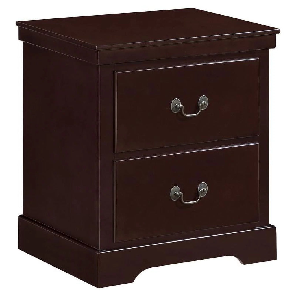 Cherry 2-Drawers Traditional Wood Nightstand N3375