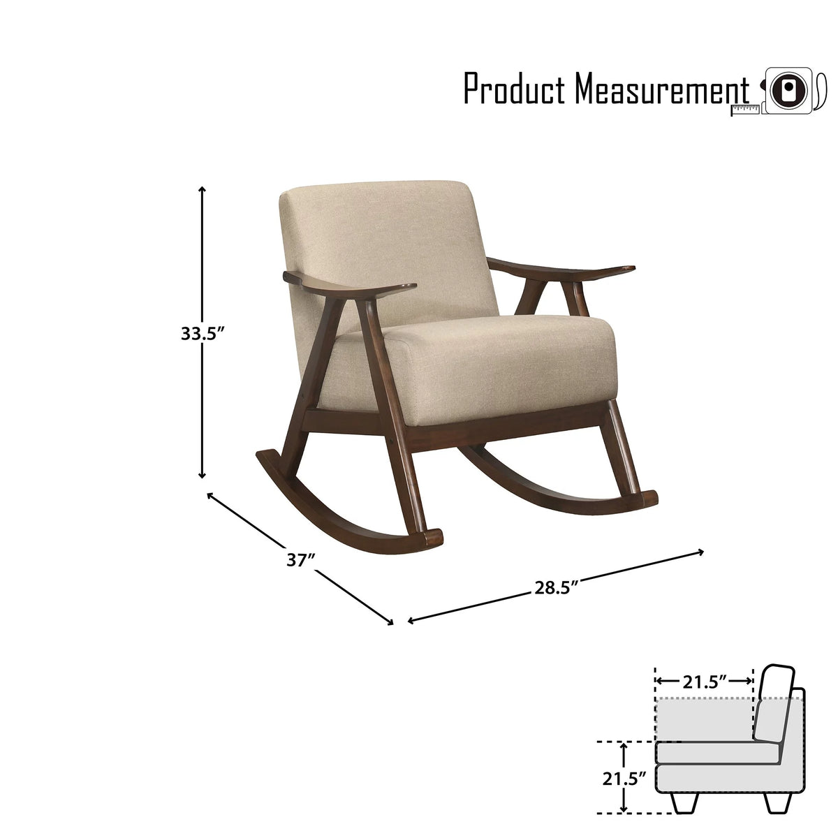 Light Brown Fabric Upholstered Rocking Chair P4906