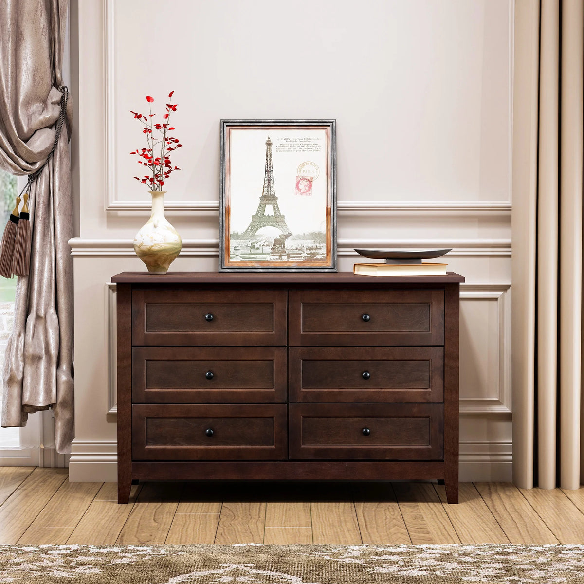6 Drawer Wood Dresser C15036