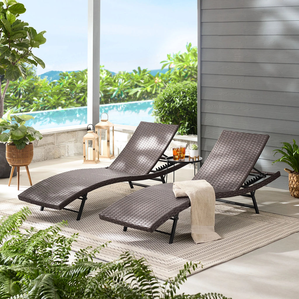 Wicker Outdoor Chaise Lounge, Set of 2 J14162