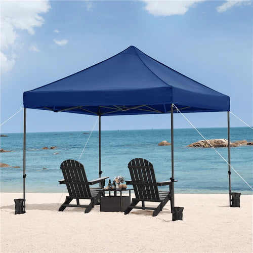 10x10FT Pop Up Canopy Tent with Wheeled Carry Bag, Navy Blue N83365