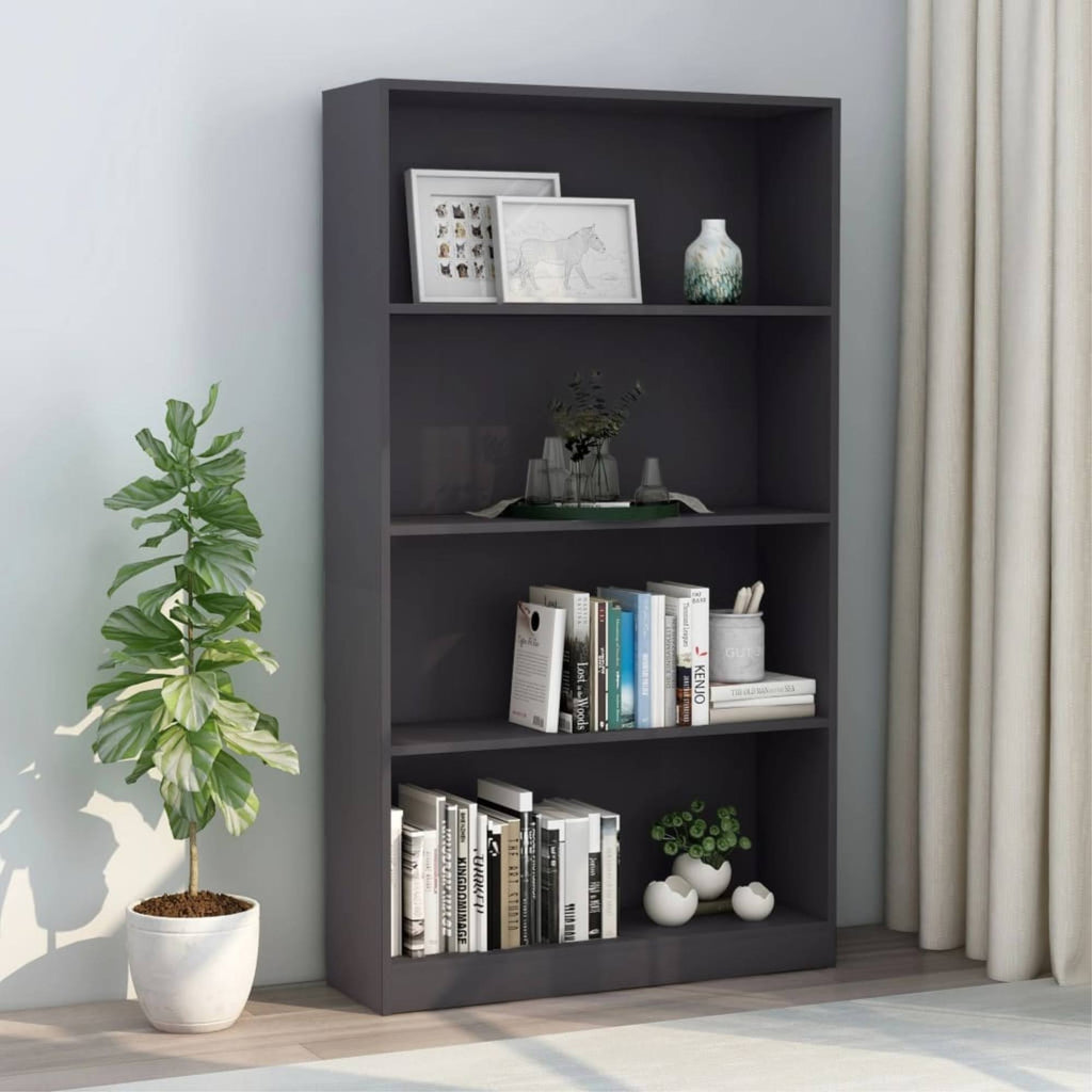 4-Tier Gray Chipboard Book Cabinet I987711