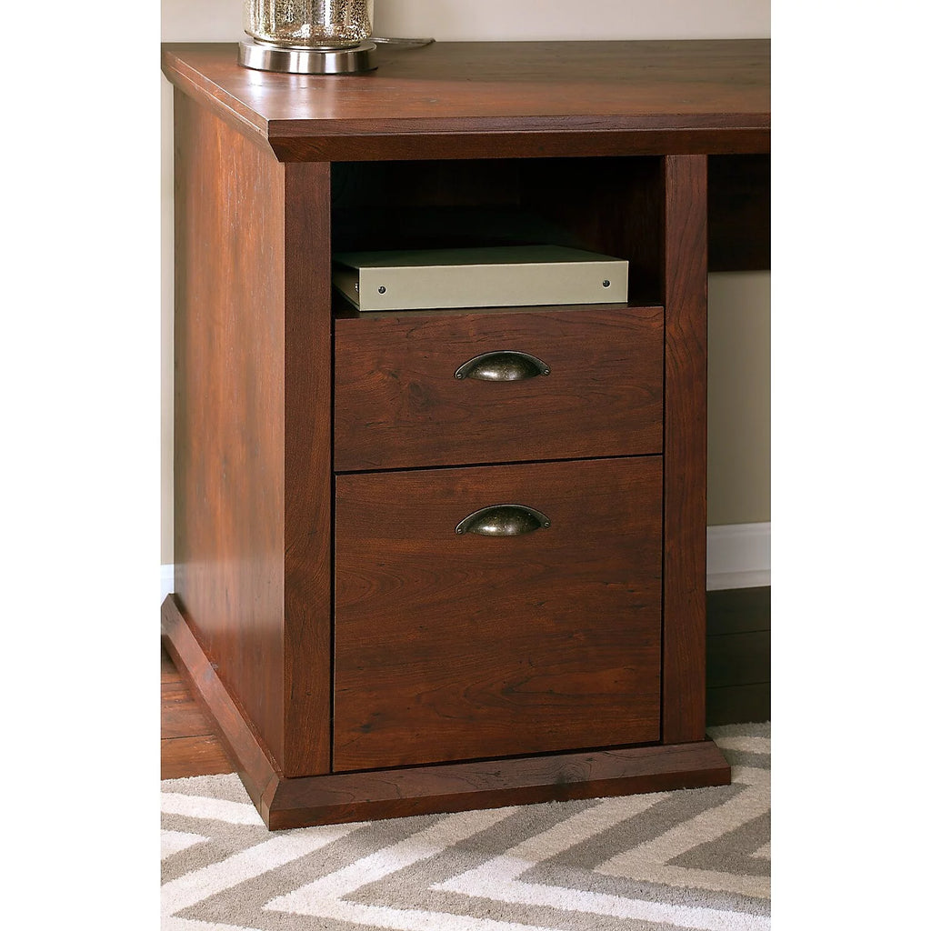 L Desk with Hutch File & Bookcase Antique Cherry Engineered Wood K829