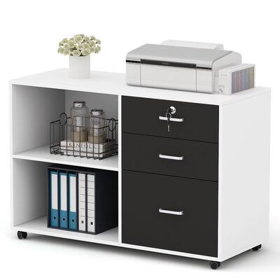 White Mobile Vertical Filing Cabinet G80372