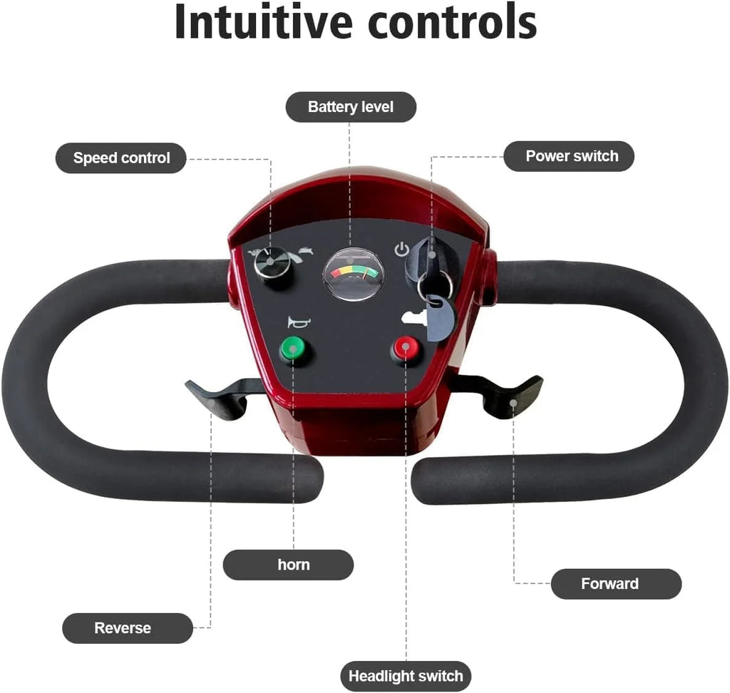4 Wheel Foldable Mobility Scooter with Charger and Basket A49755