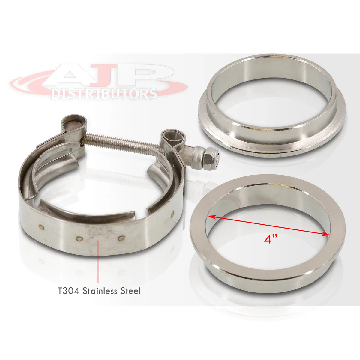 4" Stainless Steel V-Band Clamp + Flange Kit Q754