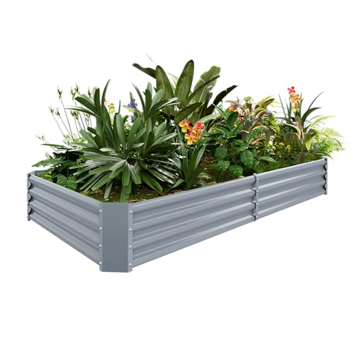 2 Pack 8×4×1ft Galvanized Metal Raised Garden Bed A628