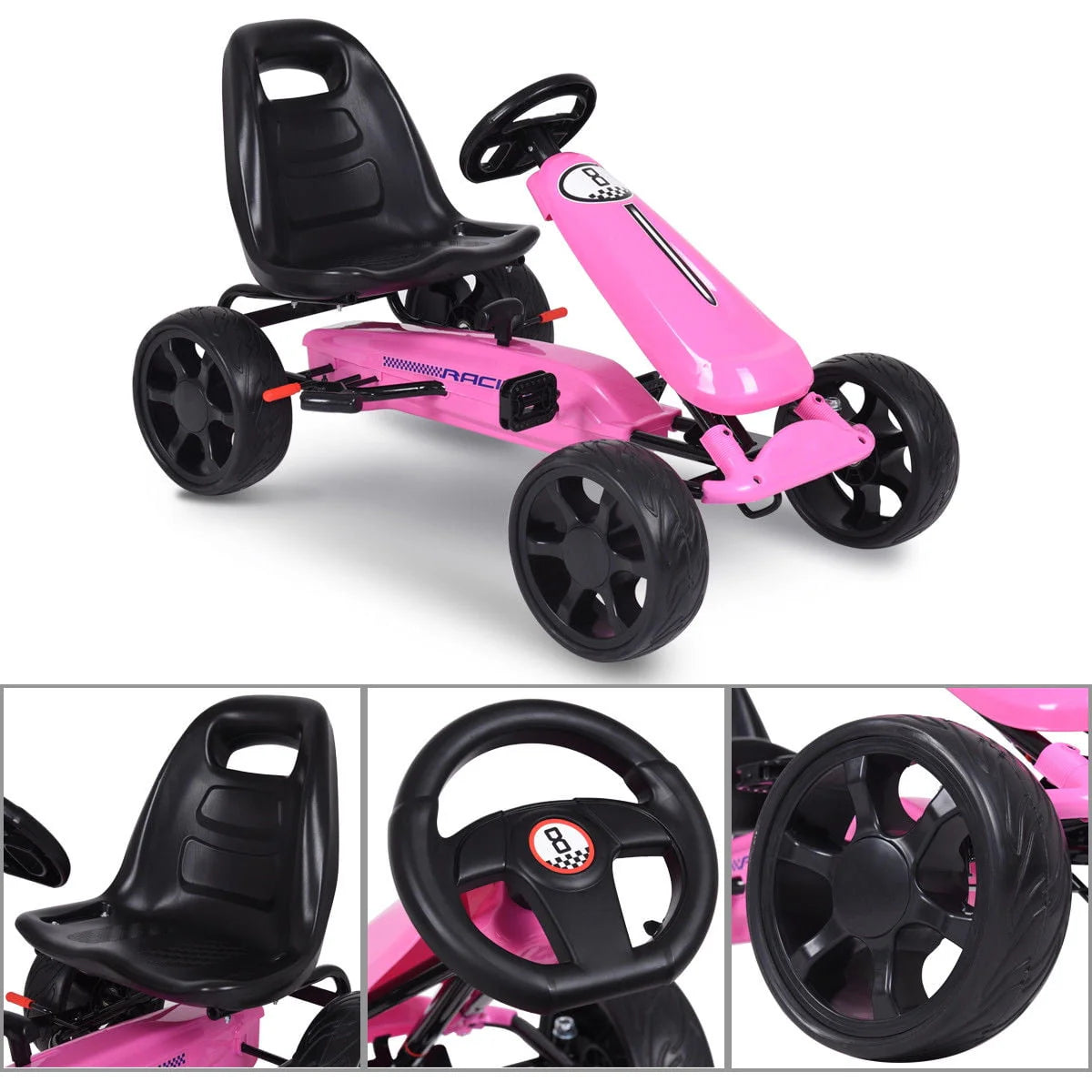 Pink Pedal Powered 4 Wheel Kids Ride On Car T127