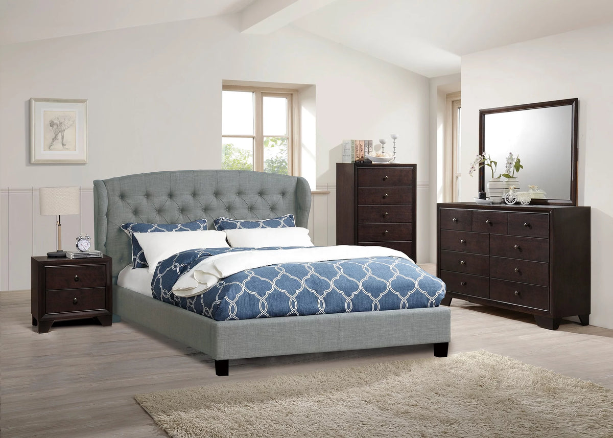 White Queen Size Bed Dresser Mirror Nightstand 4pc Set U891