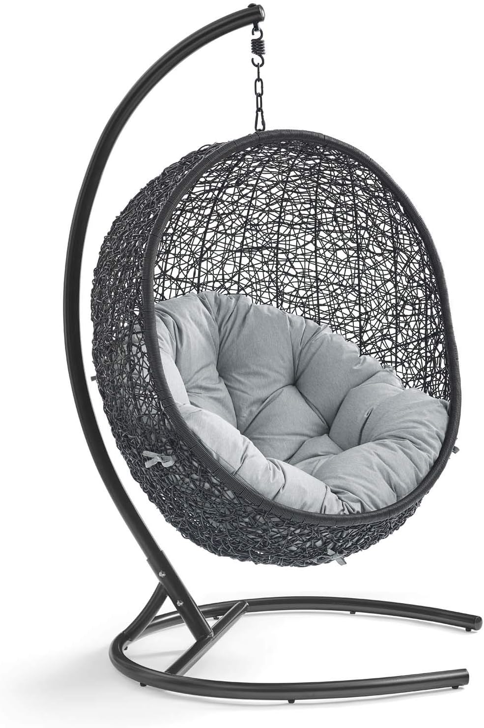 Beige Wicker Rattan Swing Chair with Stand F3553