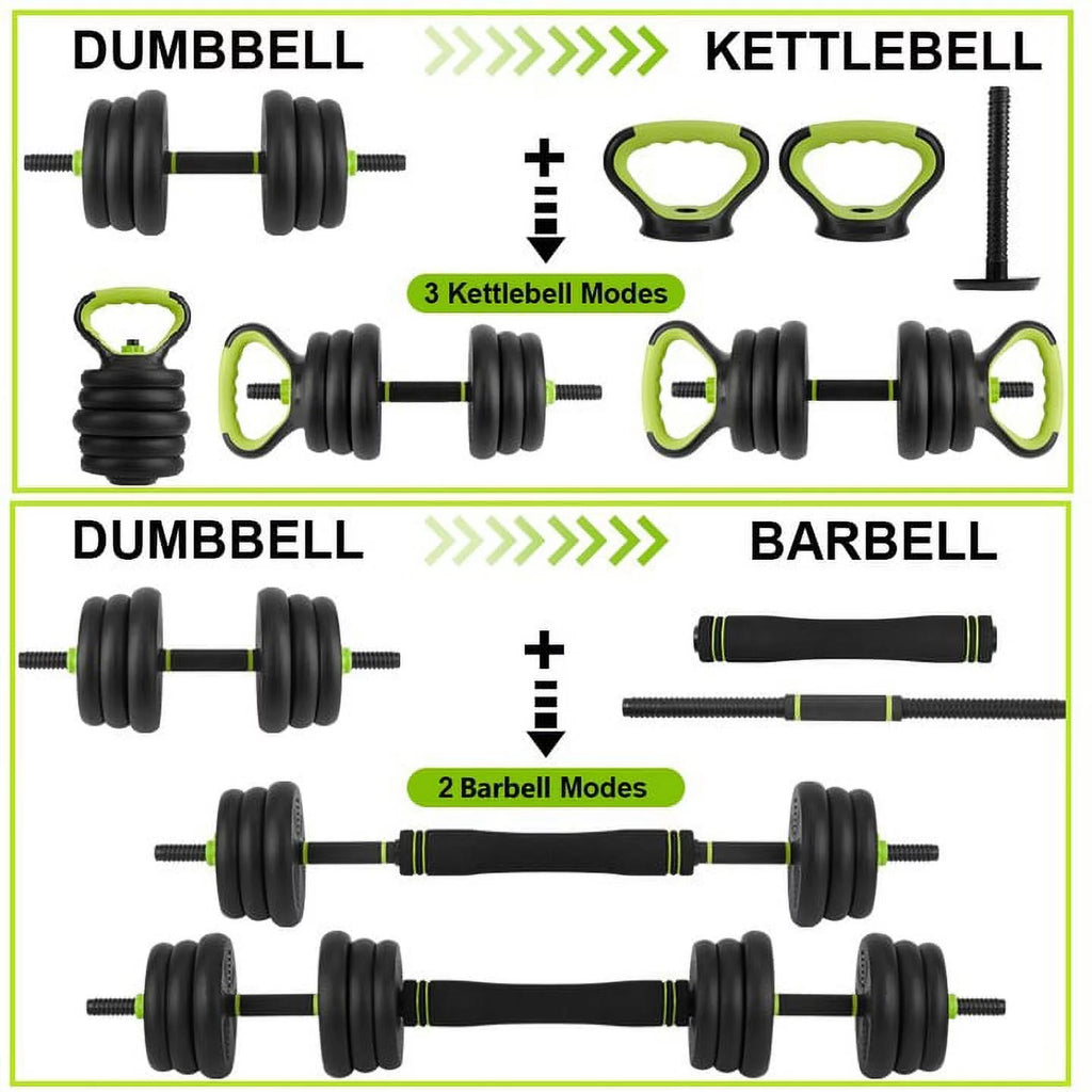 4-in-1 Dumbbells Set Barbell Kettlebells Push-Up-Stand 50 Pounds P407