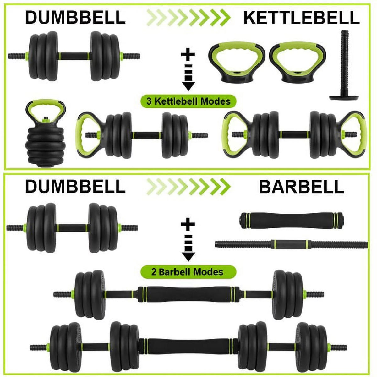 4-in-1 Dumbbells Set Barbell Kettlebells Push-Up-Stand 50 Pounds P407