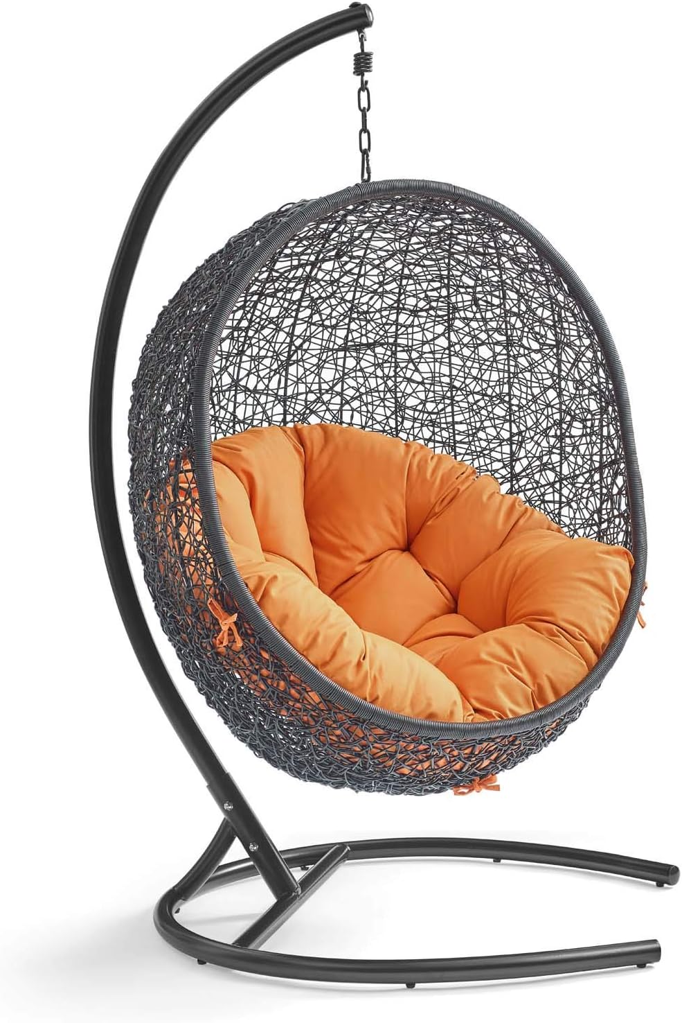 Beige Wicker Rattan Swing Chair with Stand F3553