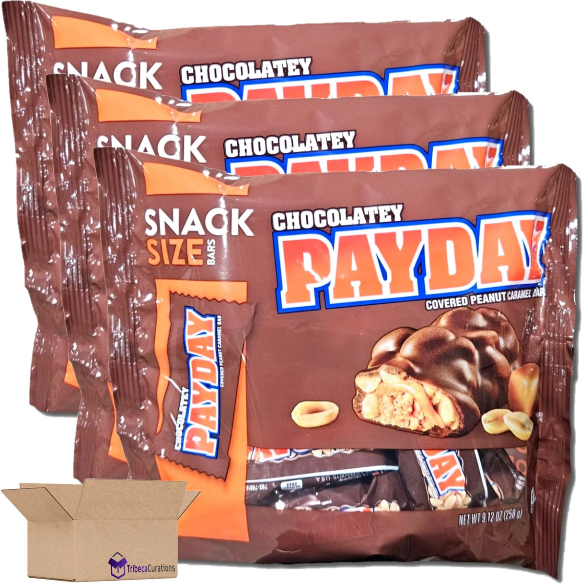 Snack Size Chocolate Covered Peanut Caramel Bar 9.12 Ounce Bag Pack of 3 W386042