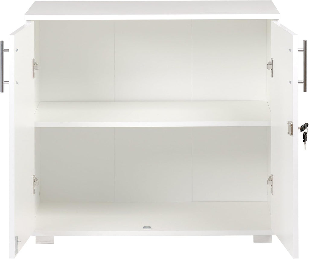 White 2 Door Locking Storage Cabinet Y65016