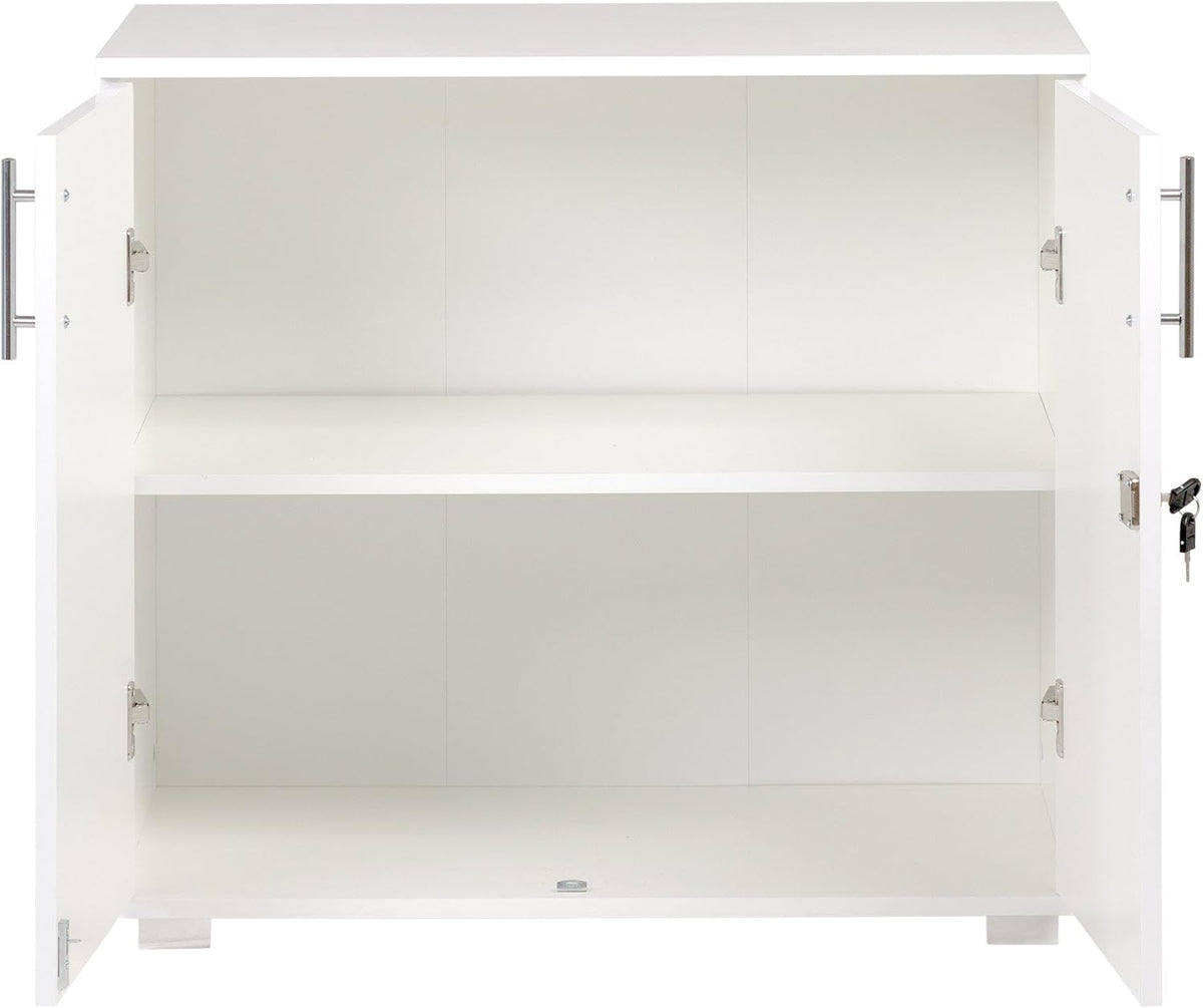 White 2 Door Locking Storage Cabinet Y65016
