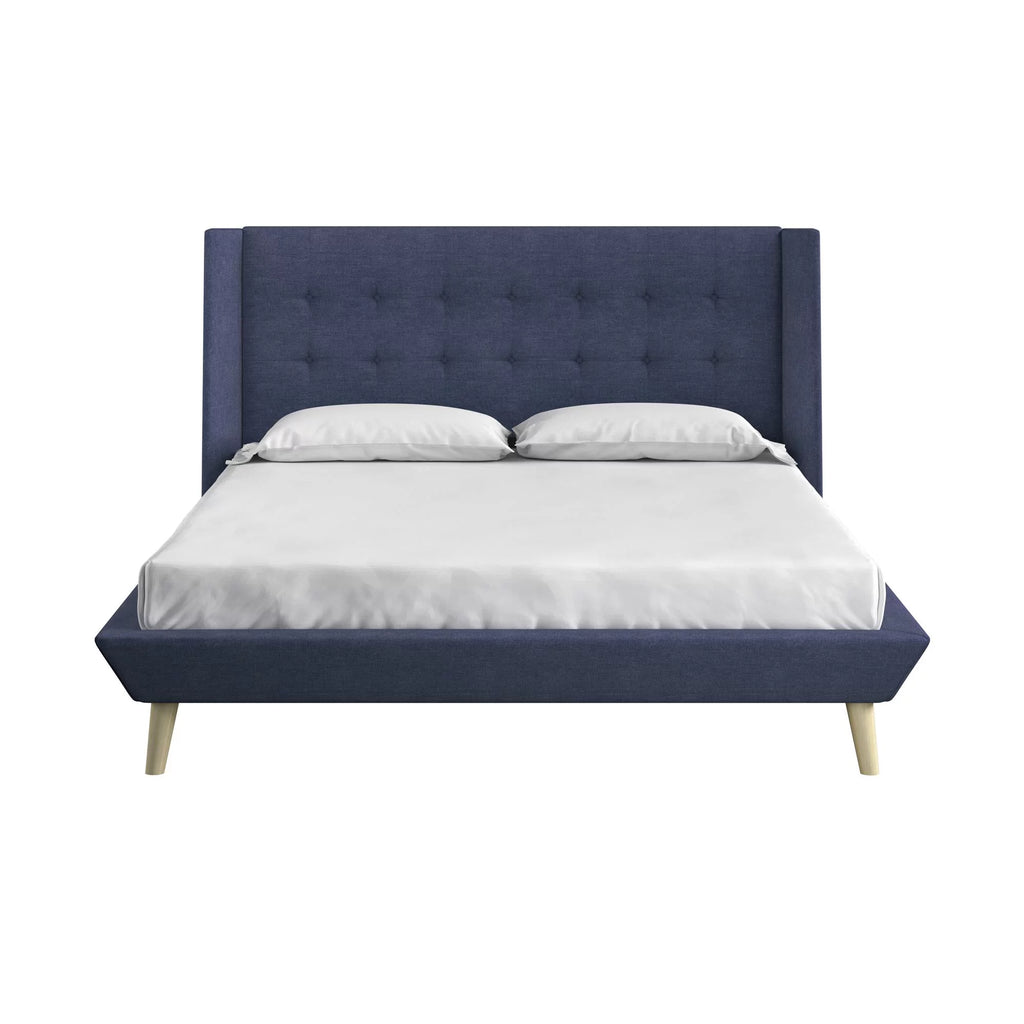 Queen Light Gray Linen Upholstered Bed Z78352